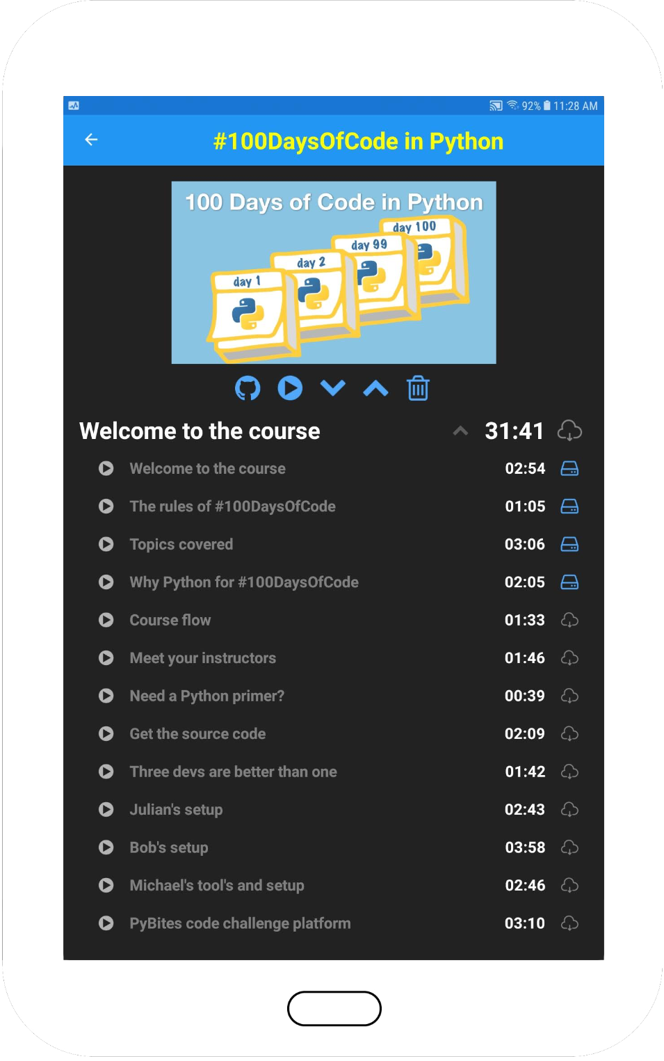 Talk Python Training Course app screenshot